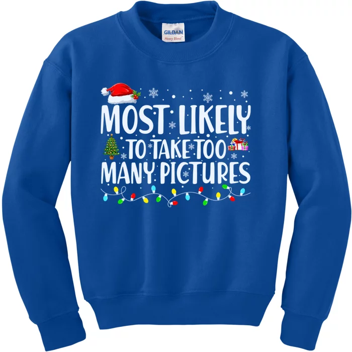 Christmas Tree Lights Most Likely To Take Too Y Pictures Gift Kids Sweatshirt