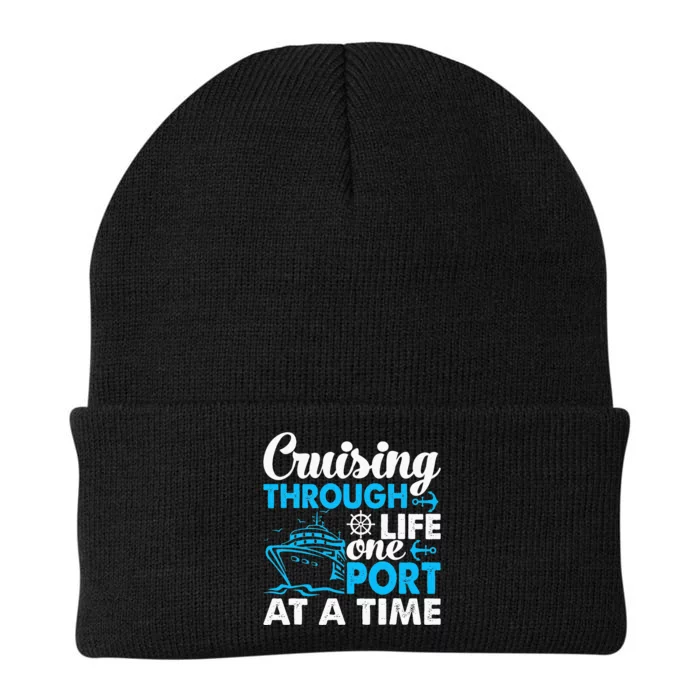 Cruising Through Life One Port at a Time Funny Cruise Knit Cap Winter Beanie