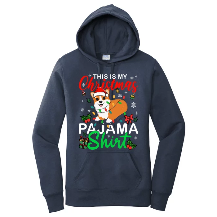 Corgi Tree Light Dog Xmas This Is My Christmas Pajama Gift Women's Pullover Hoodie