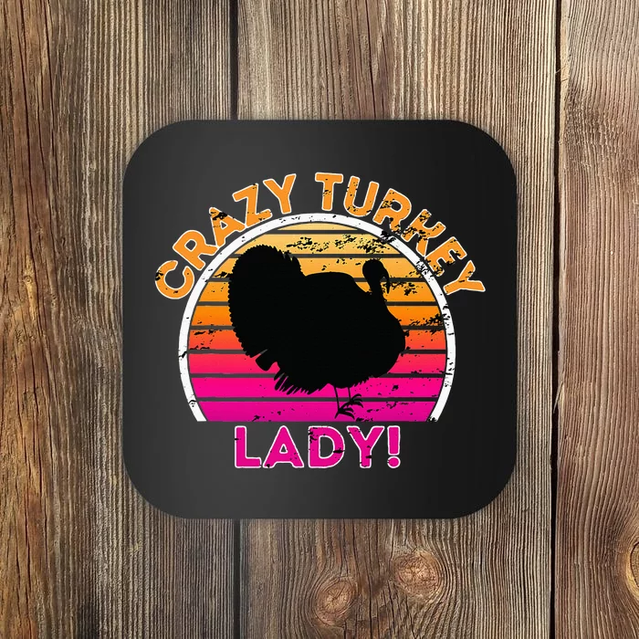 Crazy Turkey Lady Funny Retro Turkey Coaster