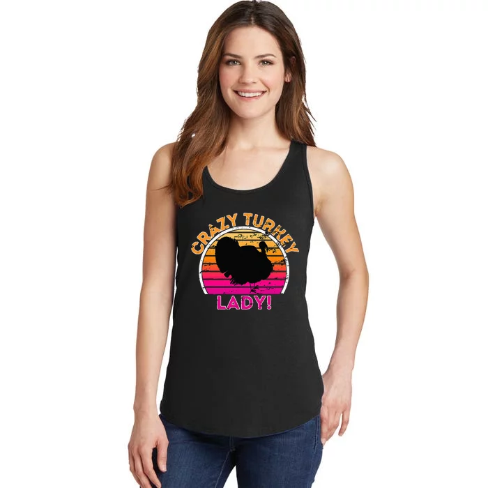 Crazy Turkey Lady Funny Retro Turkey Ladies Essential Tank