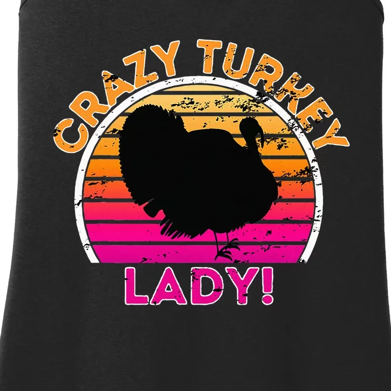 Crazy Turkey Lady Funny Retro Turkey Ladies Essential Tank