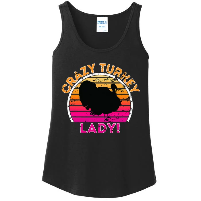 Crazy Turkey Lady Funny Retro Turkey Ladies Essential Tank