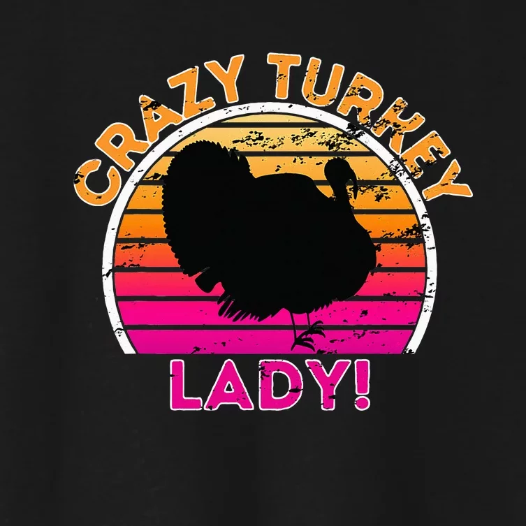 Crazy Turkey Lady Funny Retro Turkey Women's Crop Top Tee