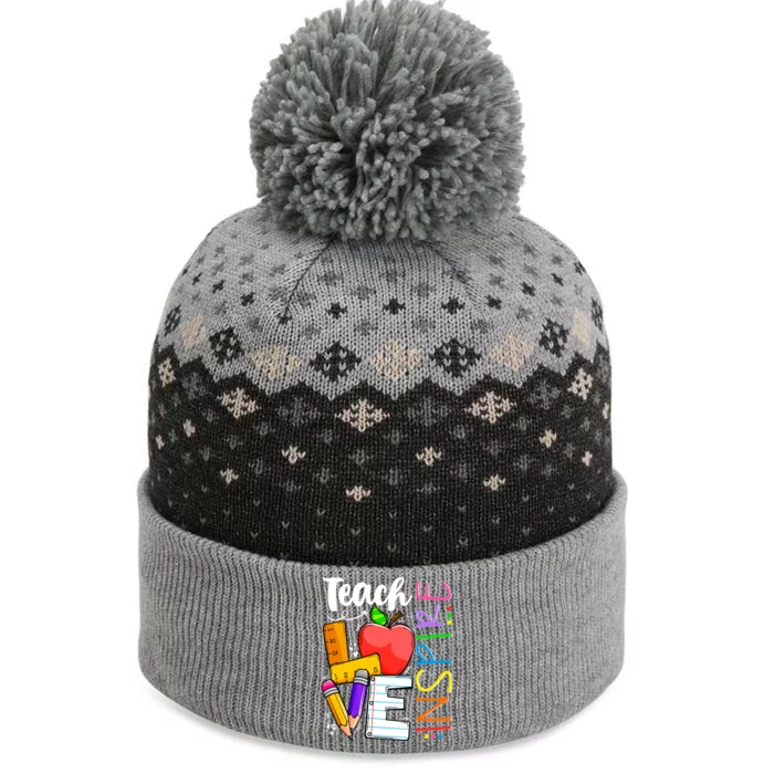 Cute Teach Love And Inspire Men Women Teacher The Baniff Cuffed Pom Beanie