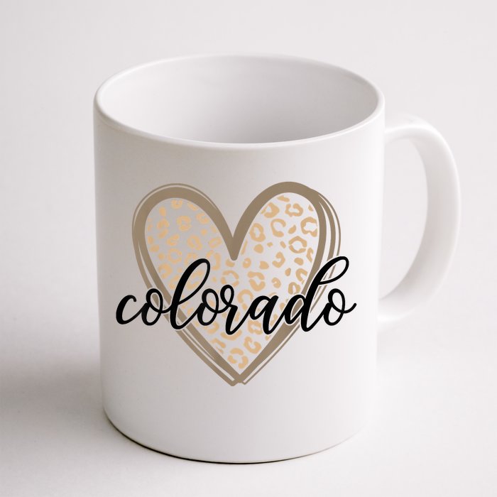 Colorado Tee Leopard Print Heart Graphic Front & Back Coffee Mug