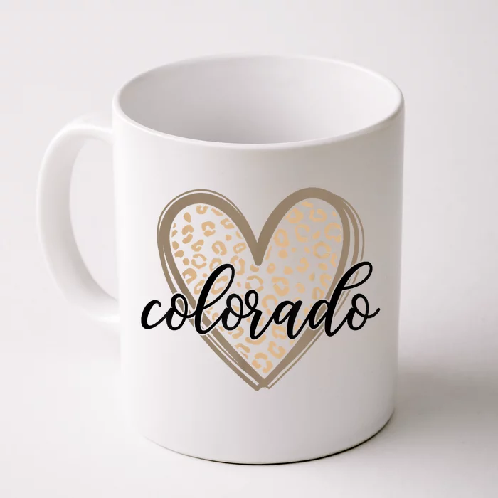 Colorado Tee Leopard Print Heart Graphic Front & Back Coffee Mug