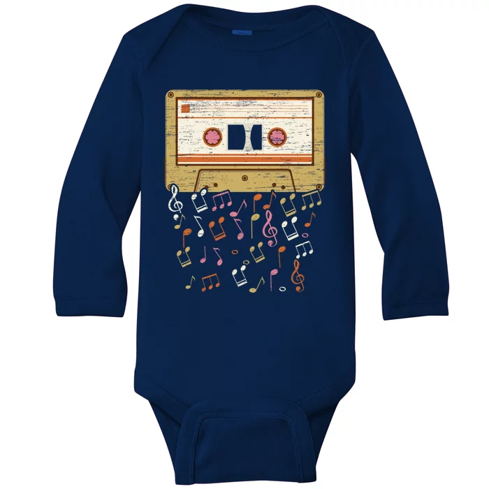 Cassette Tape Music Lover National Retro Day Cute Gift Baby Long Sleeve Bodysuit