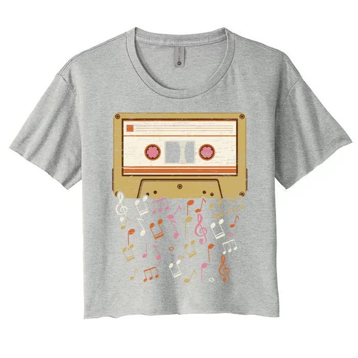 Cassette Tape Music Lover National Retro Day Cute Gift Women's Crop Top Tee