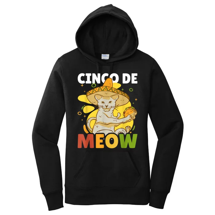 Cinco The Meow With Cat For Cinco De Mayo Women's Pullover Hoodie