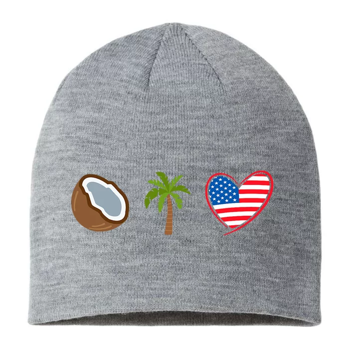 Coconut Tree Meme Patriotic Kamala Statement Usa Democrat 8 1/2in Sustainable Knit Beanie