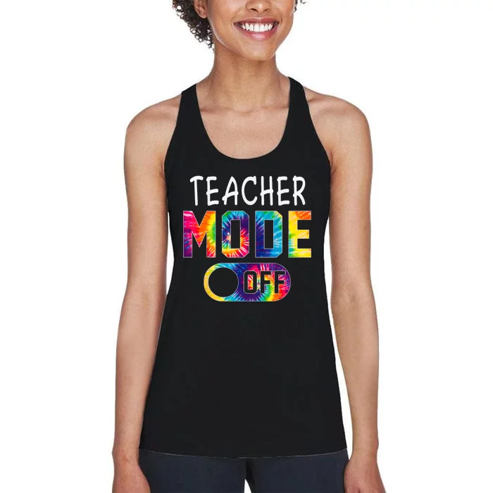 CTE Teacher Mode Off Happy Last Day Of School Tie Dye Summer Women's Racerback Tank