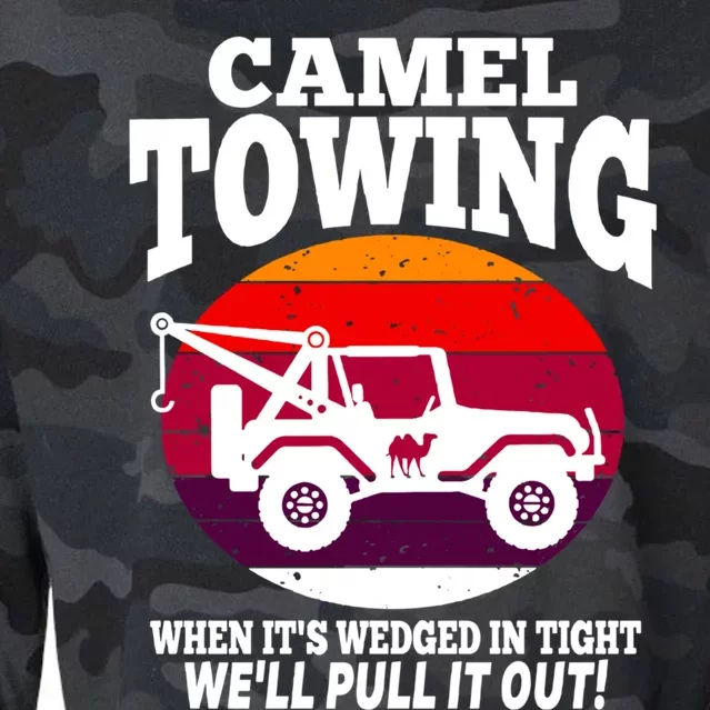 Camel Towing Meaningful Gift Funny Retro Camel Towing Funny Halloween Great Gift Cropped Pullover Crew