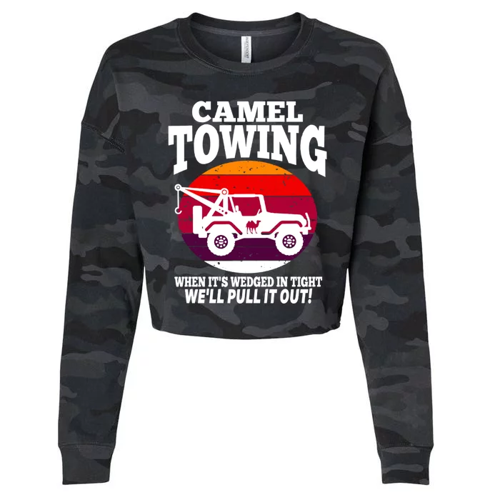 Camel Towing Meaningful Gift Funny Retro Camel Towing Funny Halloween Great Gift Cropped Pullover Crew