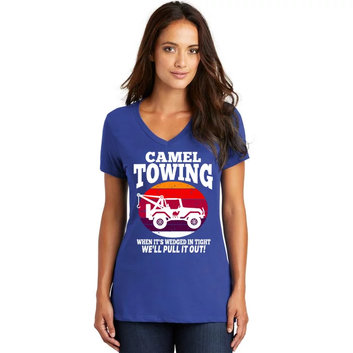 Camel Towing Meaningful Gift Funny Retro Camel Towing Funny Halloween Great Gift Women's V-Neck T-Shirt