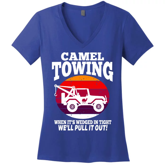 Camel Towing Meaningful Gift Funny Retro Camel Towing Funny Halloween Great Gift Women's V-Neck T-Shirt