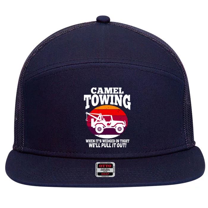 Camel Towing Meaningful Gift Funny Retro Camel Towing Funny Halloween Great Gift 7 Panel Mesh Trucker Snapback Hat