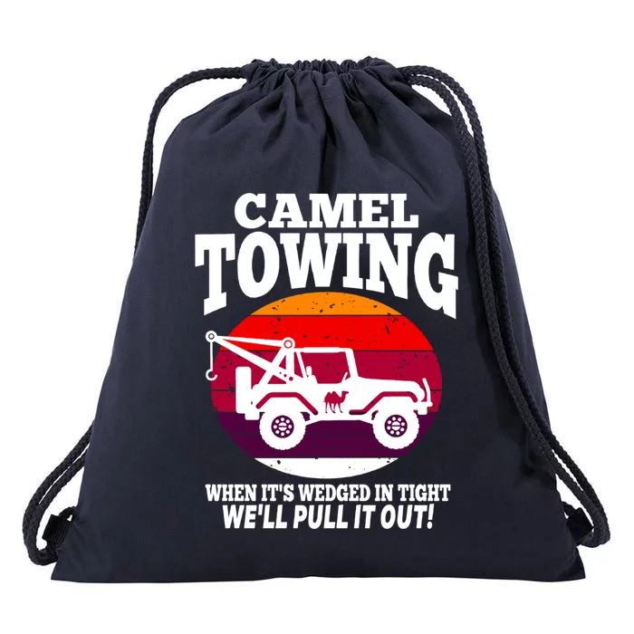 Camel Towing Meaningful Gift Funny Retro Camel Towing Funny Halloween Great Gift Drawstring Bag