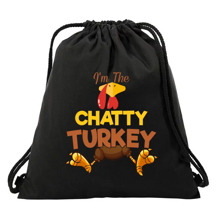 Chatty Turkey Matching Family Group Thanksgiving Gifts Drawstring Bag