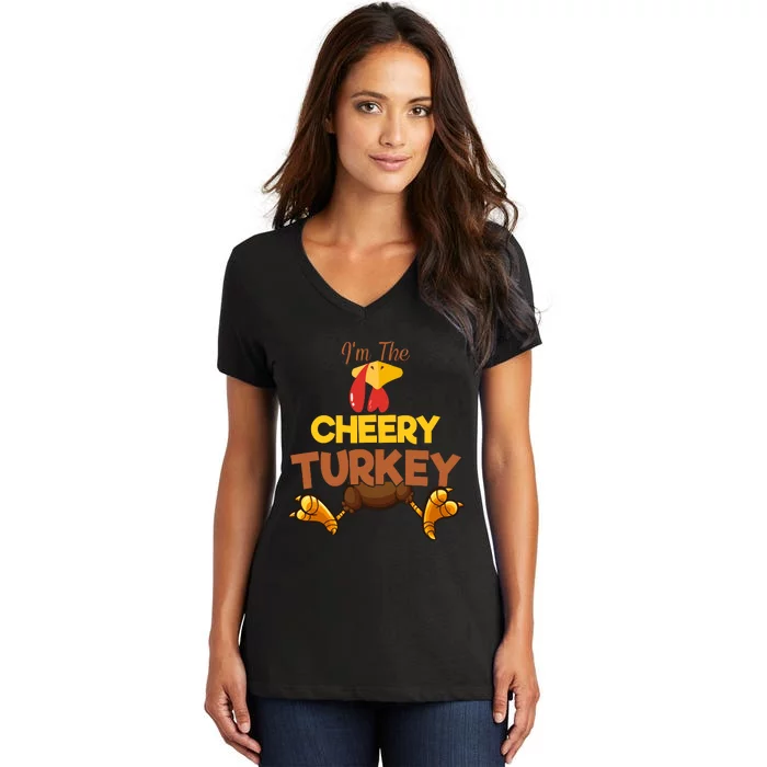 Cheery Turkey Matching Family Group Thanksgiving Gifts Women's V-Neck T-Shirt