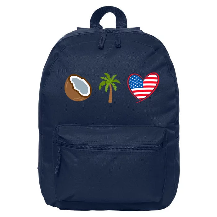 Coconut Tree Meme Patriotic Kamala Statement Usa Democrat 16 in Basic Backpack