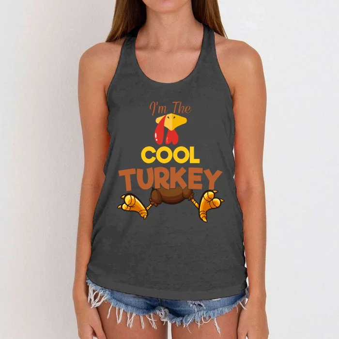 Cool Turkey Matching Family Group Thanksgiving Gifts Women's Knotted Racerback Tank