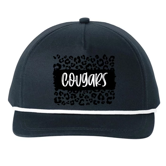 Cougars Team Mascot School Spirit Game Night Leopard Print Gift Snapback Five-Panel Rope Hat