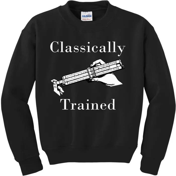 Classically Trained Mechanical Analog Calculator Slide Rule Kids Sweatshirt