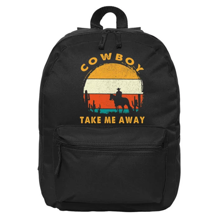 Cowboy Take Me Away Womens Vintage Country Music 16 in Basic Backpack