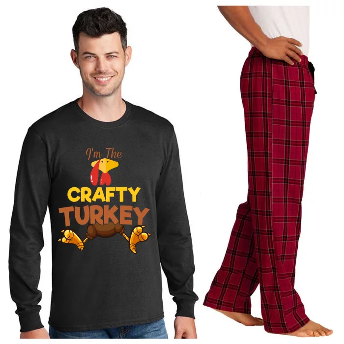 Crafty Turkey Matching Family Group Thanksgiving Gifts Long Sleeve Pajama Set