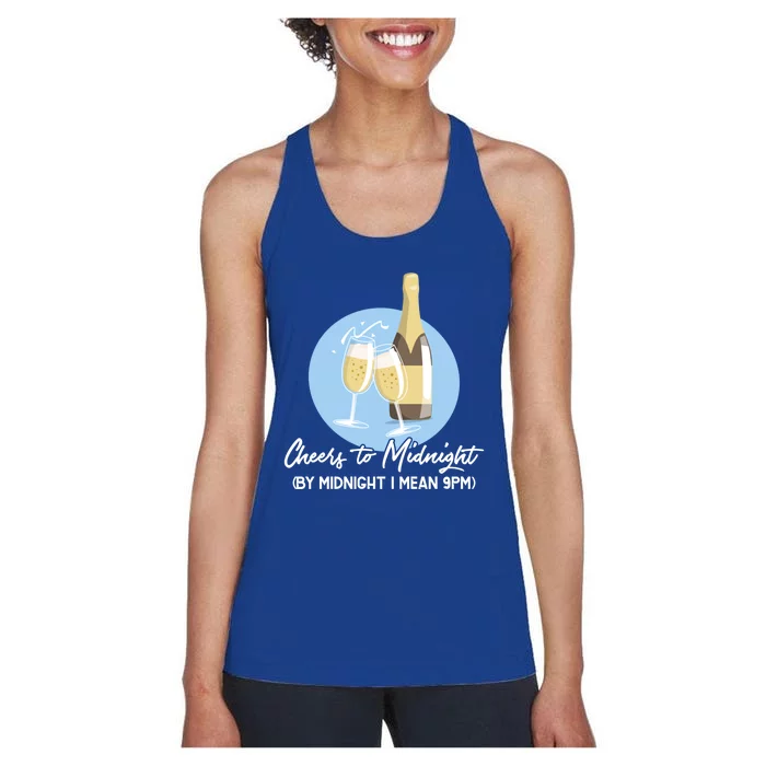 Cheers To Midnight By Midnight I Mean 9pm Cool Gift Women's Racerback Tank