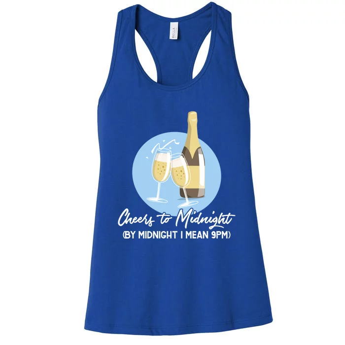 Cheers To Midnight By Midnight I Mean 9pm Cool Gift Women's Racerback Tank