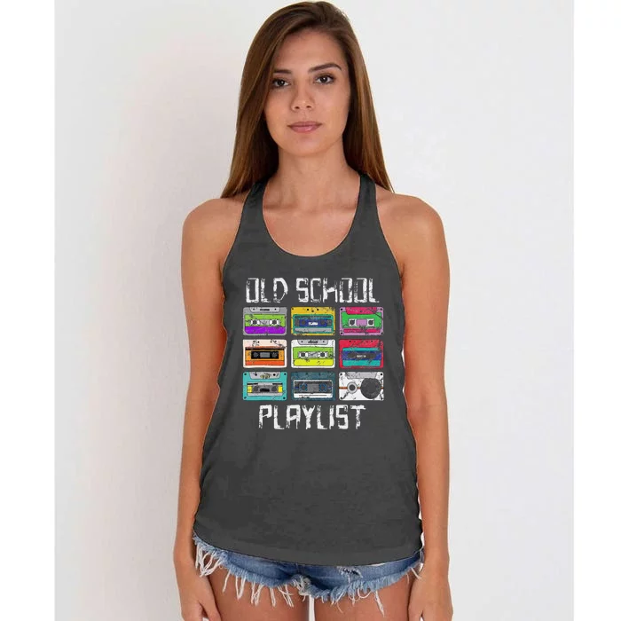 Cassette Tape Music Retro 80s Playlist Women's Knotted Racerback Tank