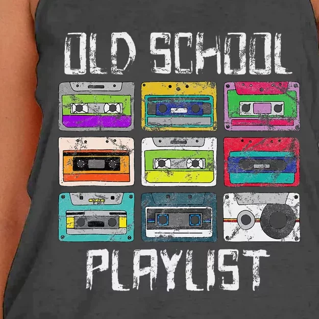 Cassette Tape Music Retro 80s Playlist Women's Knotted Racerback Tank