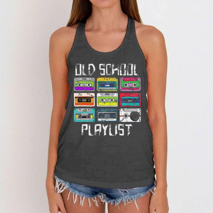 Cassette Tape Music Retro 80s Playlist Women's Knotted Racerback Tank