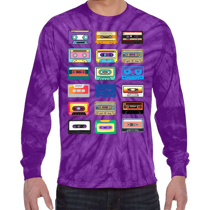 Cassette Tapes Mixtapes 1980s 1990s Radio Music Tie-Dye Long Sleeve Shirt