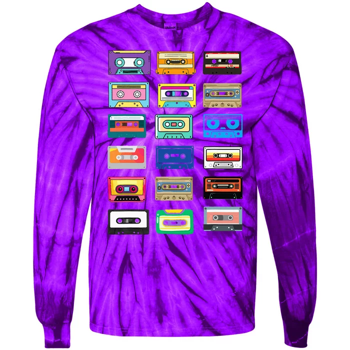 Cassette Tapes Mixtapes 1980s 1990s Radio Music Tie-Dye Long Sleeve Shirt