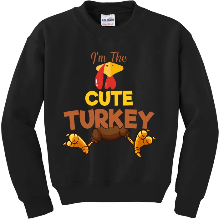 Cute Turkey Matching Family Group Thanksgiving Gifts Kids Sweatshirt