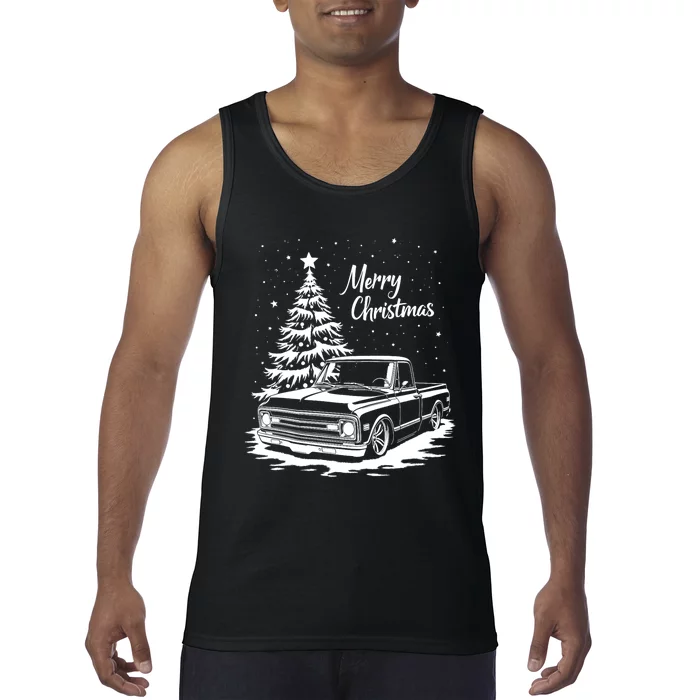 C10 Truck Merry Christmas Vintage Truck Christmas Holiday Tank Top Tank Top