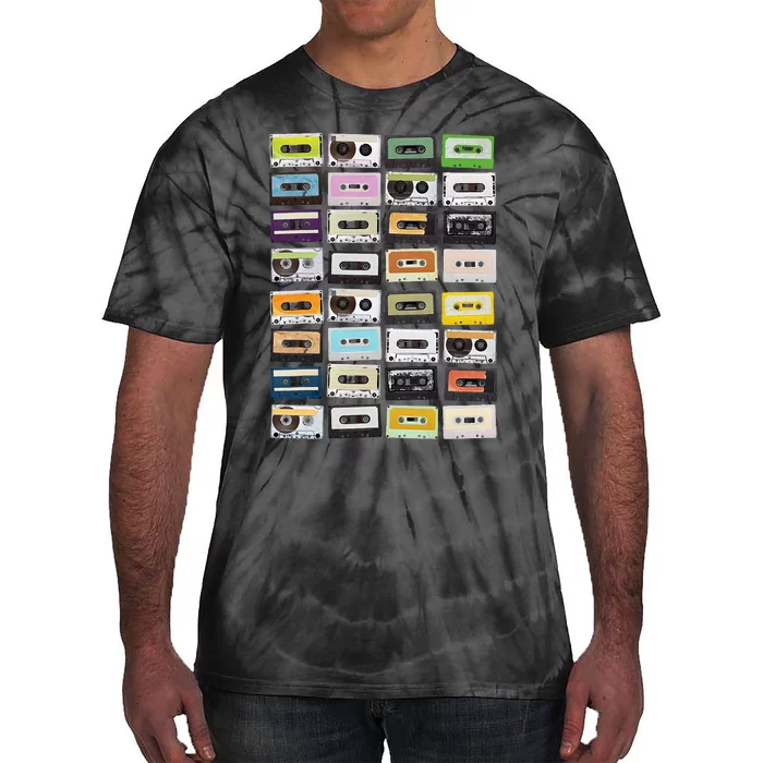 Cassette Tapes Mixtapes 1980s Radio Music Graphic Print Tie-Dye T-Shirt