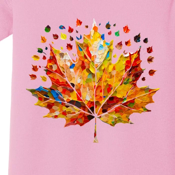 Colorful Thanksgiving Maple Leaf Fall Harvest Seasonal Baby Bodysuit