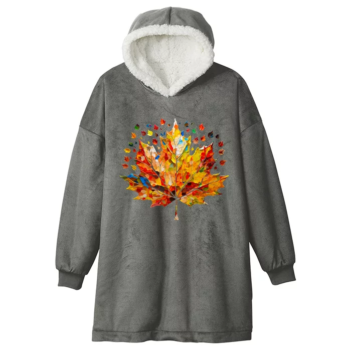 Colorful Thanksgiving Maple Leaf Fall Harvest Seasonal Hooded Wearable Blanket