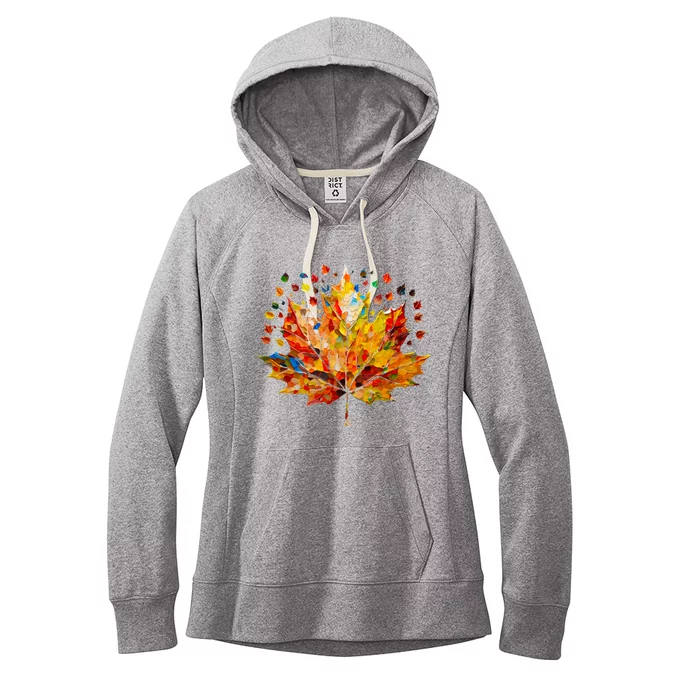 Colorful Thanksgiving Maple Leaf Fall Harvest Seasonal Women's Fleece Hoodie