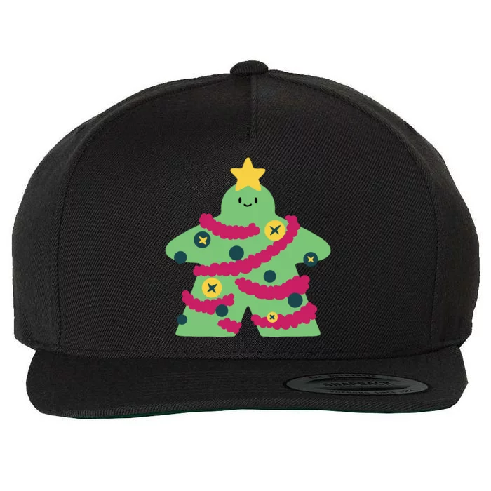 Christmas Tree Meeple Wool Snapback Cap