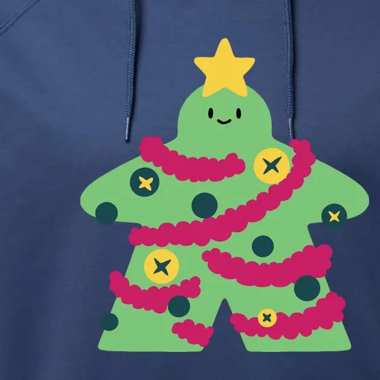 Christmas Tree Meeple Performance Fleece Hoodie