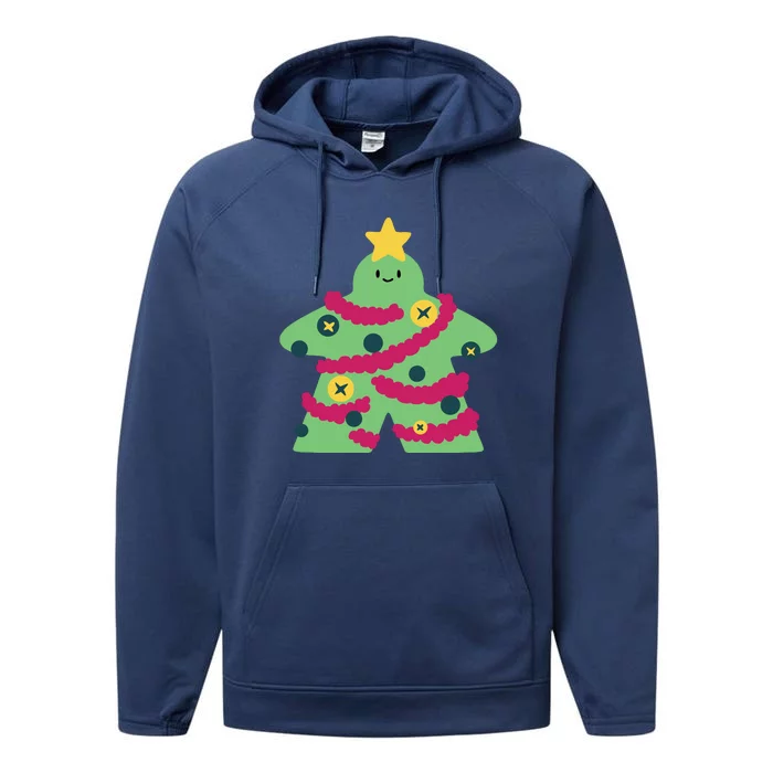 Christmas Tree Meeple Performance Fleece Hoodie