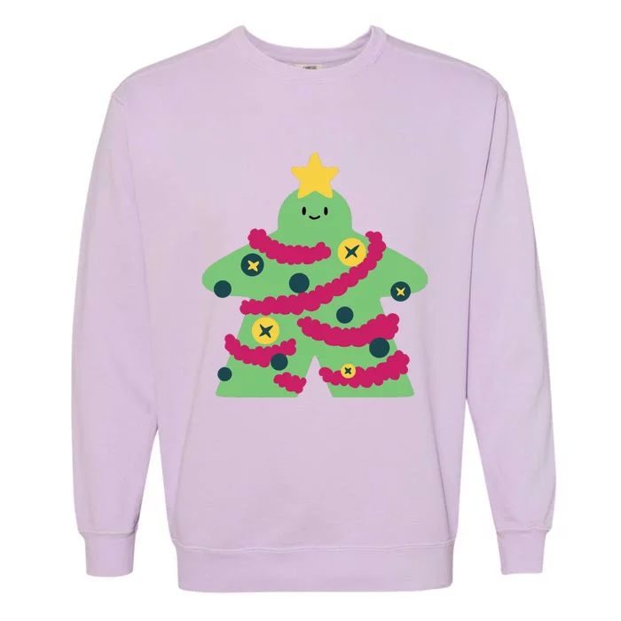 Christmas Tree Meeple Garment-Dyed Sweatshirt