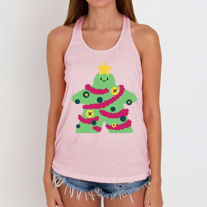 Christmas Tree Meeple Women's Knotted Racerback Tank