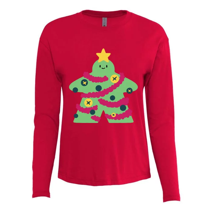 Christmas Tree Meeple Womens Cotton Relaxed Long Sleeve T-Shirt