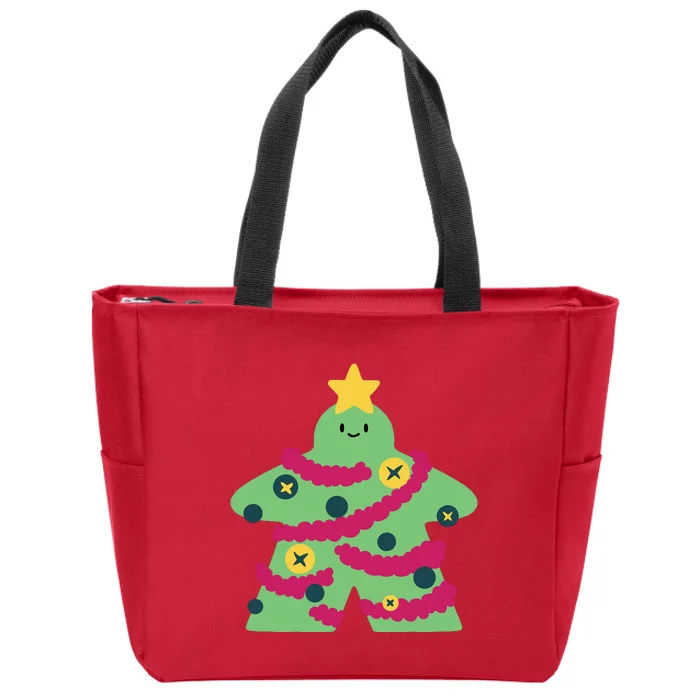 Christmas Tree Meeple Zip Tote Bag